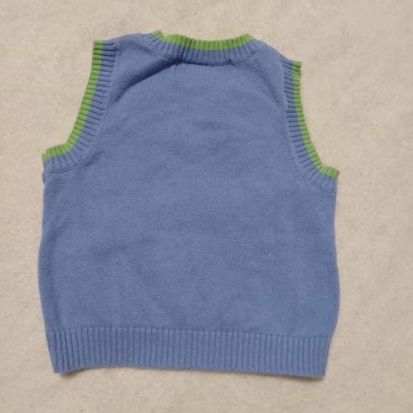 5 for $10 Good Lad Blue Green & White 100% Cotton Knit Sweater Vest 6-9M - Picture 2 of 3